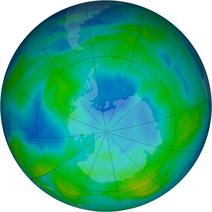 Antarctic ozone map for 12 July 1997